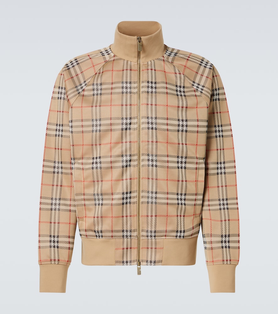 Burberry Beige Sweatshirt With Check Motif In Jacquard In Sand