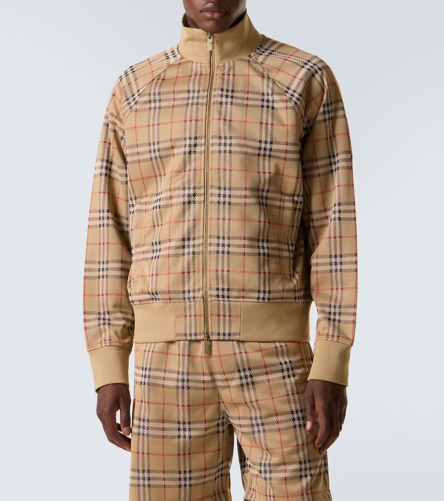 Burberry Beige Sweatshirt With Check Motif In Jacquard In Sand