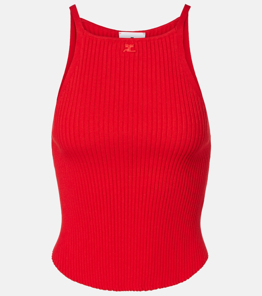 Courrèges Circle logo ribbed-knit tank top　Courrèges サークルロゴ リブニット タンクトップ Courrèges