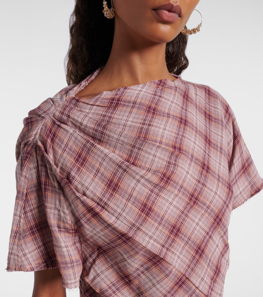 Isabel Marant Étoile Neyala Plaid Short Sleeve Cotton Top In Multi