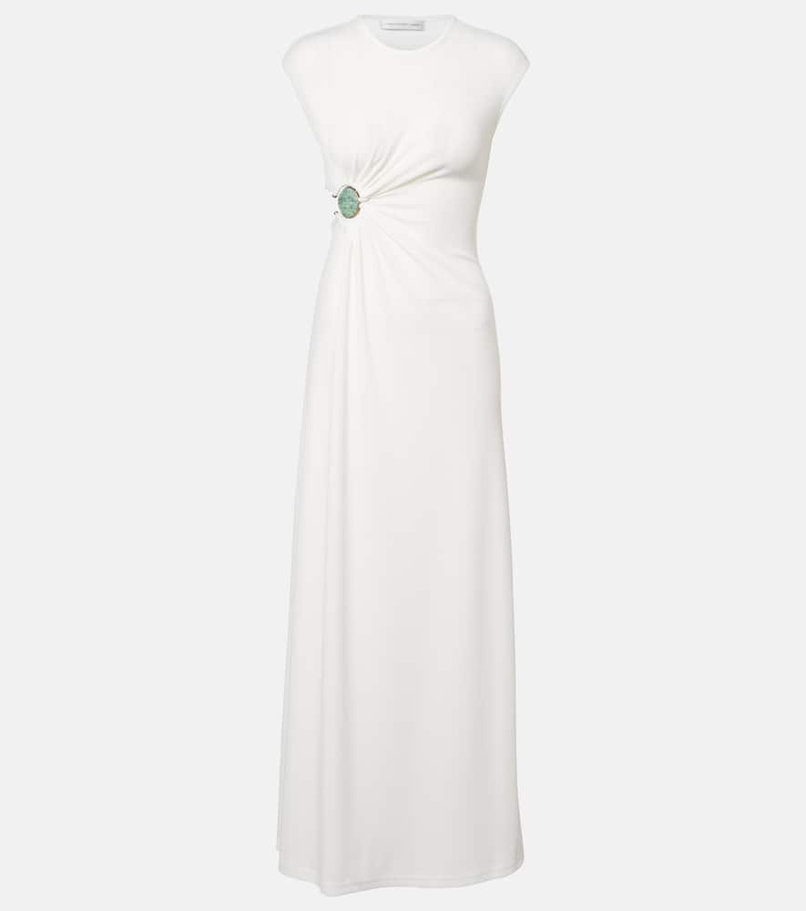 Christopher Esber Mineral Stone Embellished Jersey Gown In White