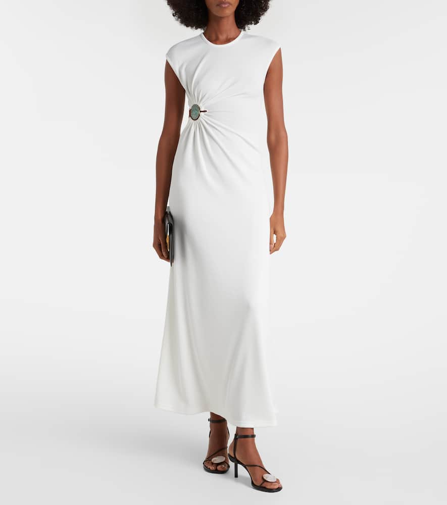 Christopher Esber Mineral Stone Embellished Jersey Gown In White