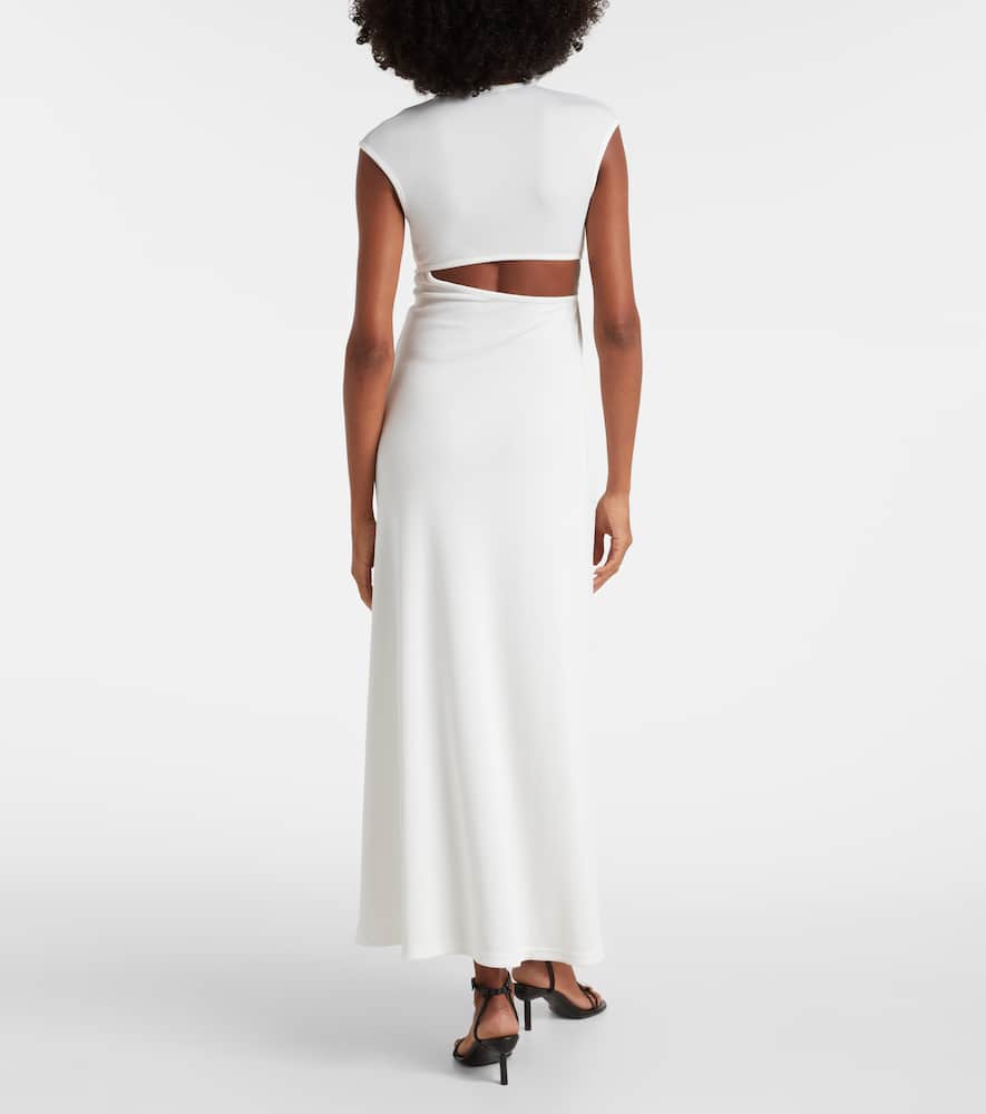 Christopher Esber Mineral Stone Embellished Jersey Gown In White