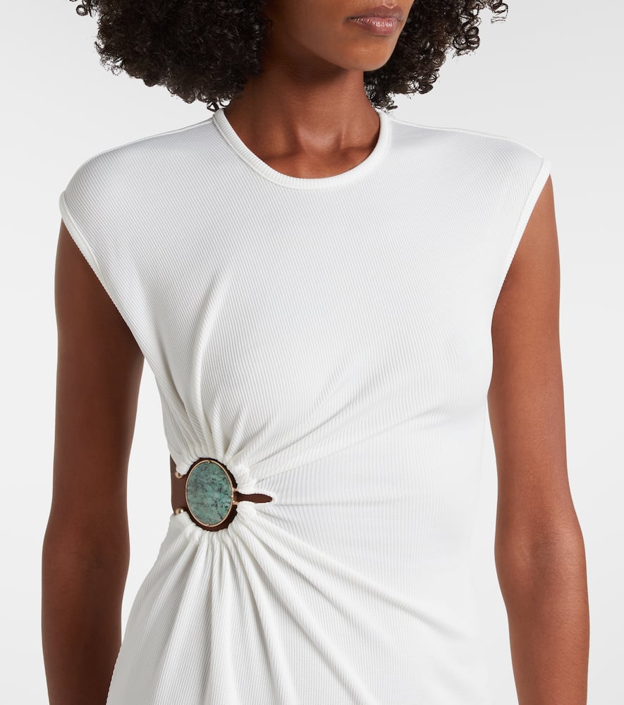 Christopher Esber Mineral Stone Embellished Jersey Gown In White