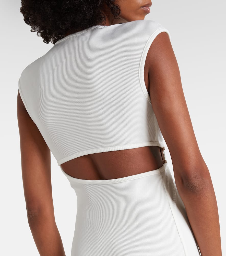 Christopher Esber Mineral Stone Embellished Jersey Gown In White