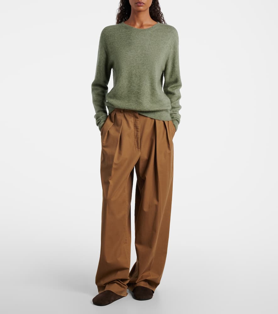 The Row Igor Cotton And Cashmere Wide-leg Pants In Brown