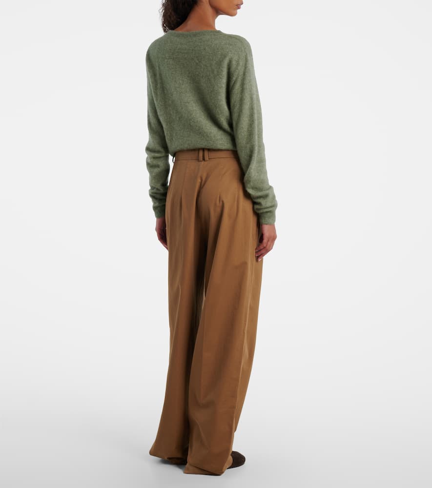 The Row Igor Cotton And Cashmere Wide-leg Pants In Brown