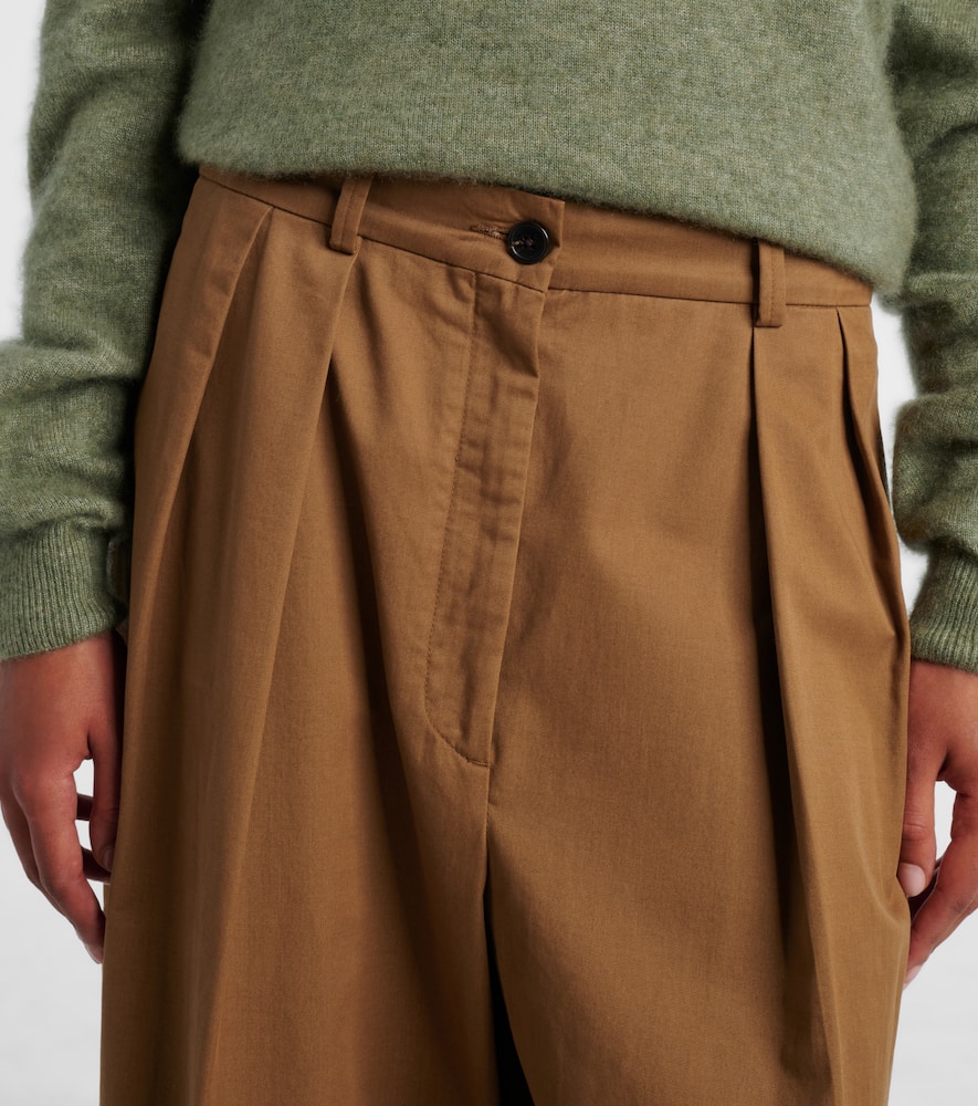 The Row Igor Cotton And Cashmere Wide-leg Pants In Brown