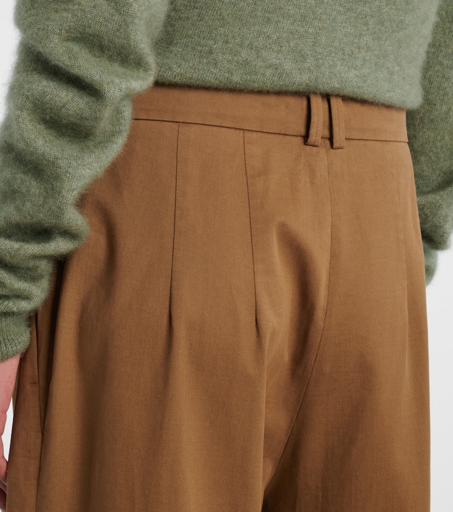 The Row Igor Cotton And Cashmere Wide-leg Pants In Brown