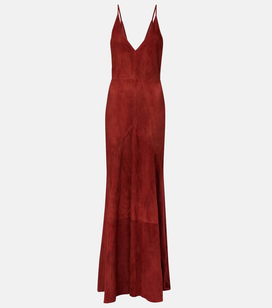 Gabriela Hearst Brigita Suede Maxi Dress In Brown