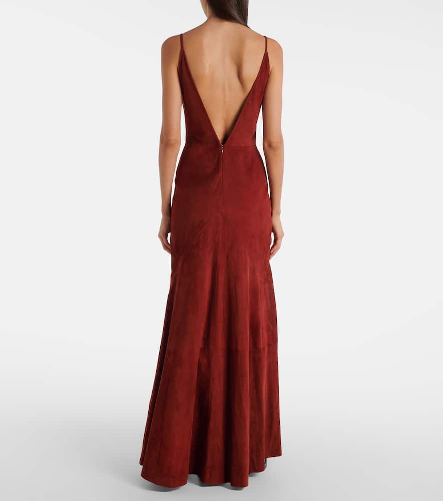 Gabriela Hearst Brigita Suede Maxi Dress In Red