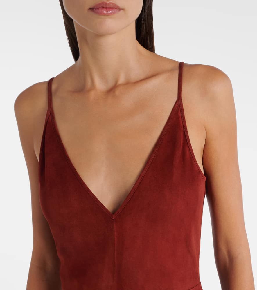 Gabriela Hearst Brigita Suede Maxi Dress In Red