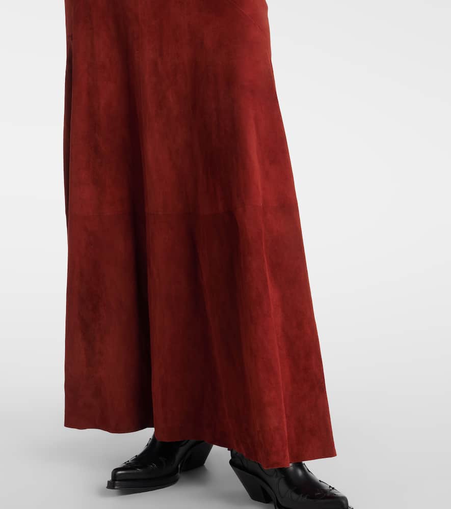 Gabriela Hearst Brigita Suede Maxi Dress In Red