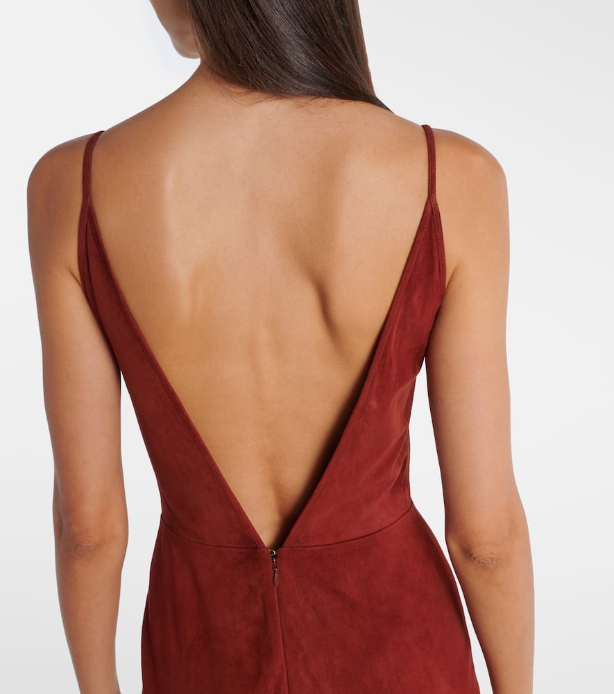 Gabriela Hearst Brigita Suede Maxi Dress In Red