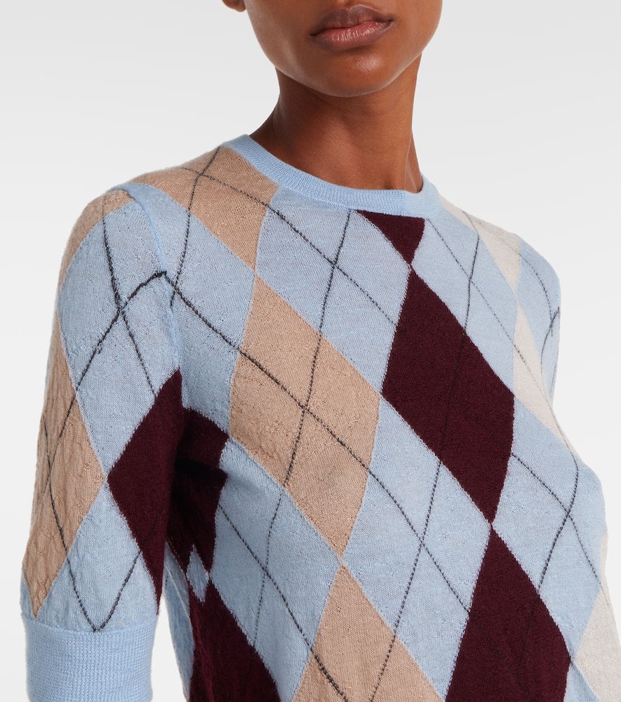Khaite Anders Argyle Cashmere And Mohair-blend Sweater In Blue