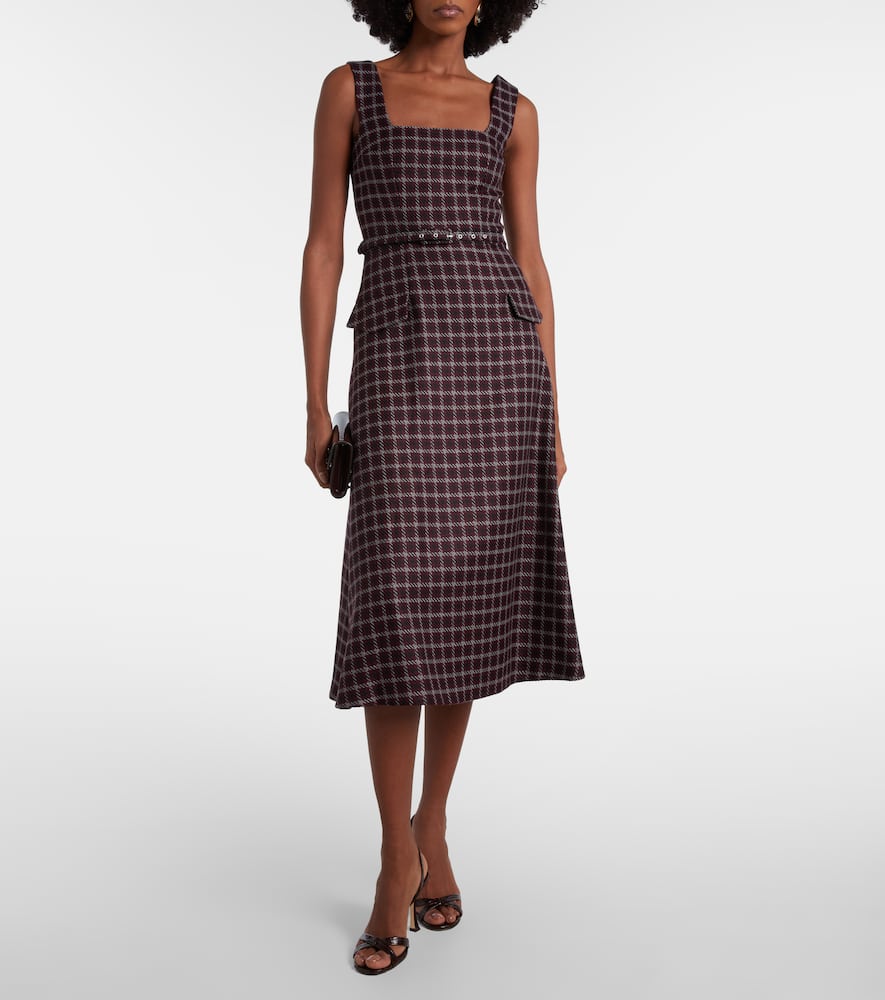 Emilia Wickstead Petra Houndstooth Wool-blend Midi Dress In Multi