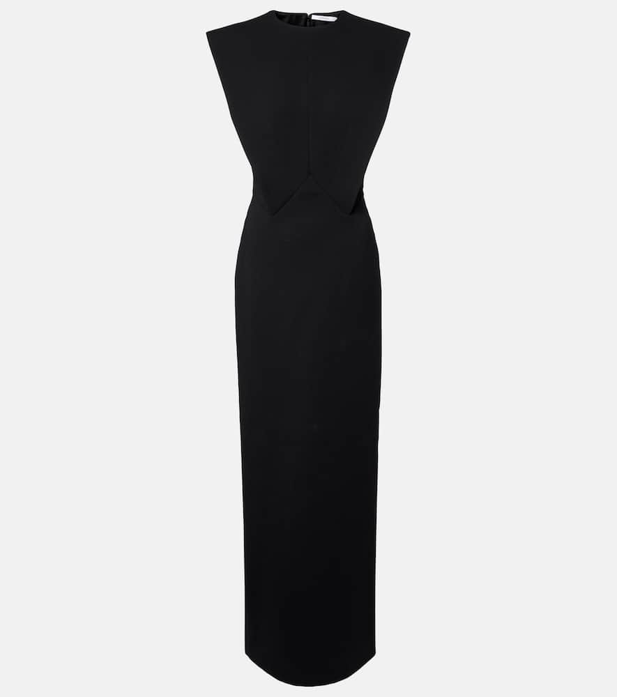Givenchy Structured Wool Blend Crepe Evening Gown In Black