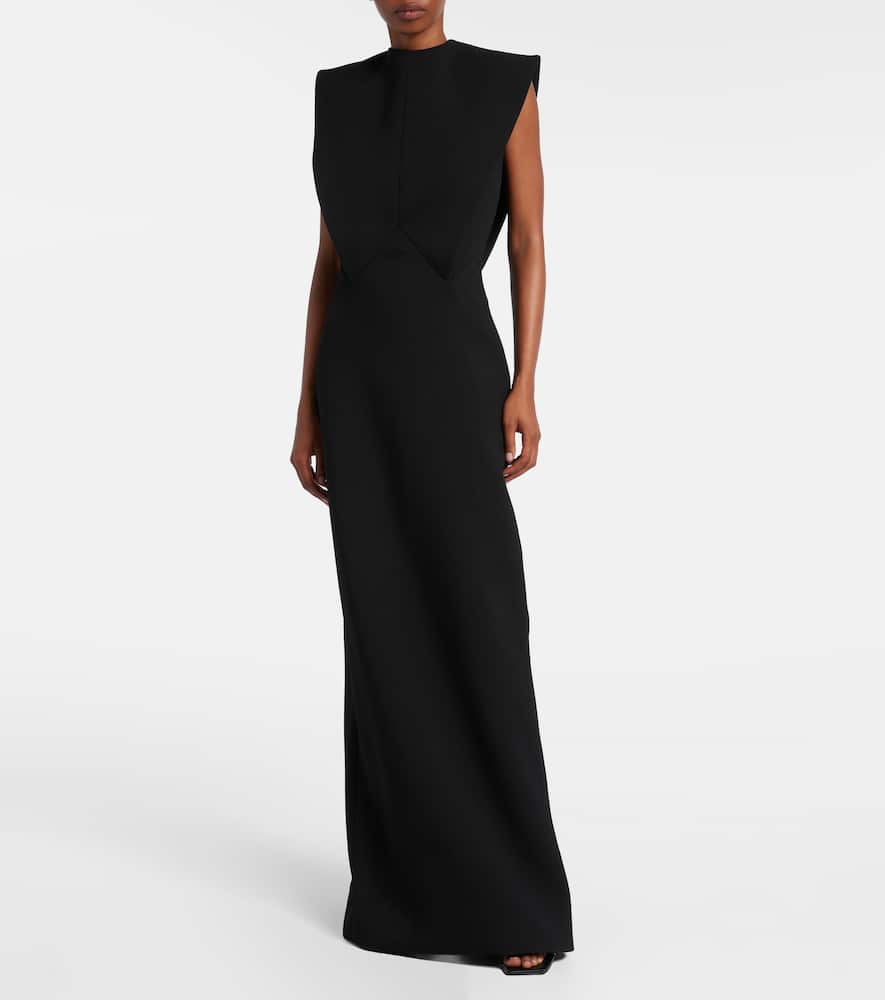 Givenchy Structured Wool Blend Crepe Evening Gown In Black