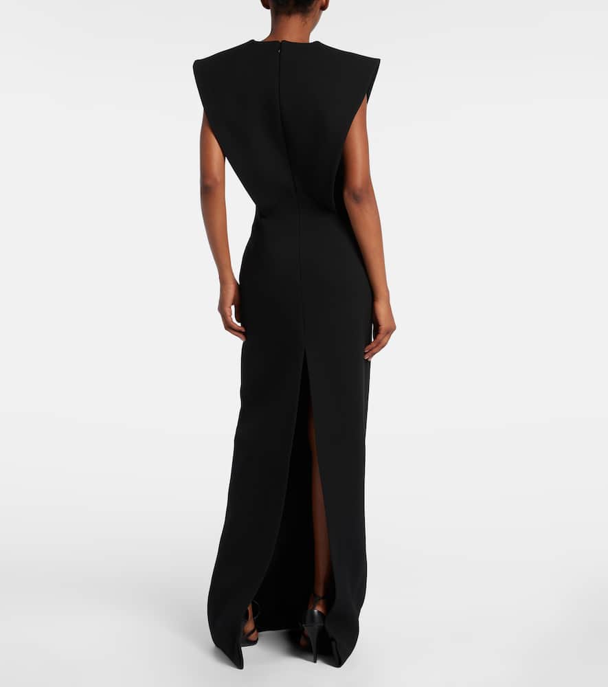 Givenchy Structured Wool Blend Crepe Evening Gown In Black