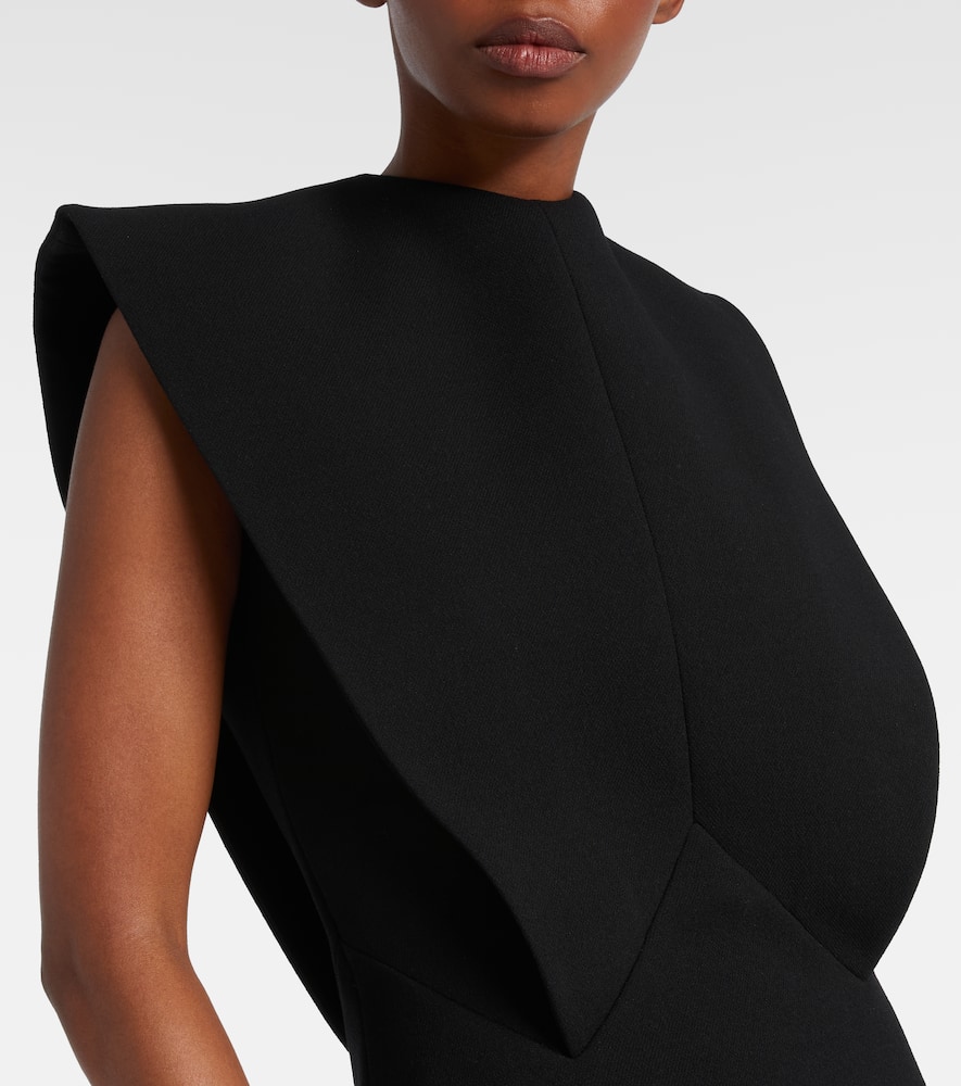 Givenchy Structured Wool Blend Crepe Evening Gown In Black