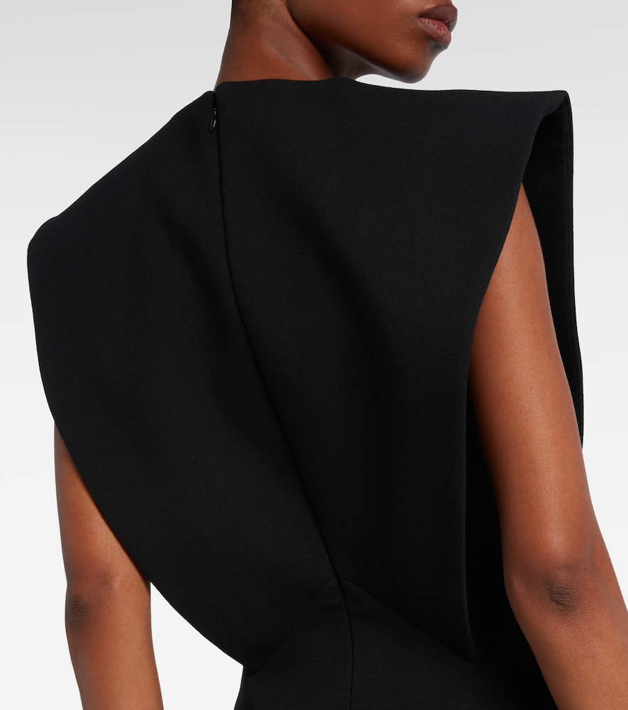 Givenchy Structured Wool Blend Crepe Evening Gown In Black