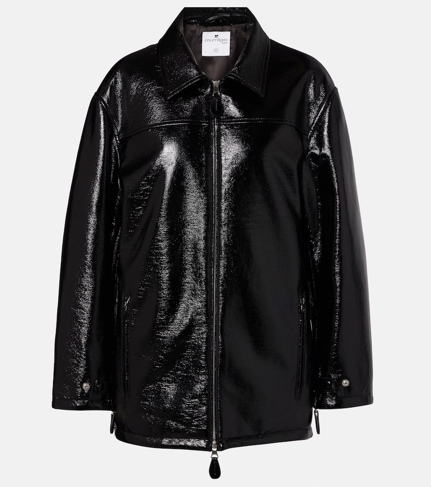 Courrèges Coated Cotton-blend Jacket In Black