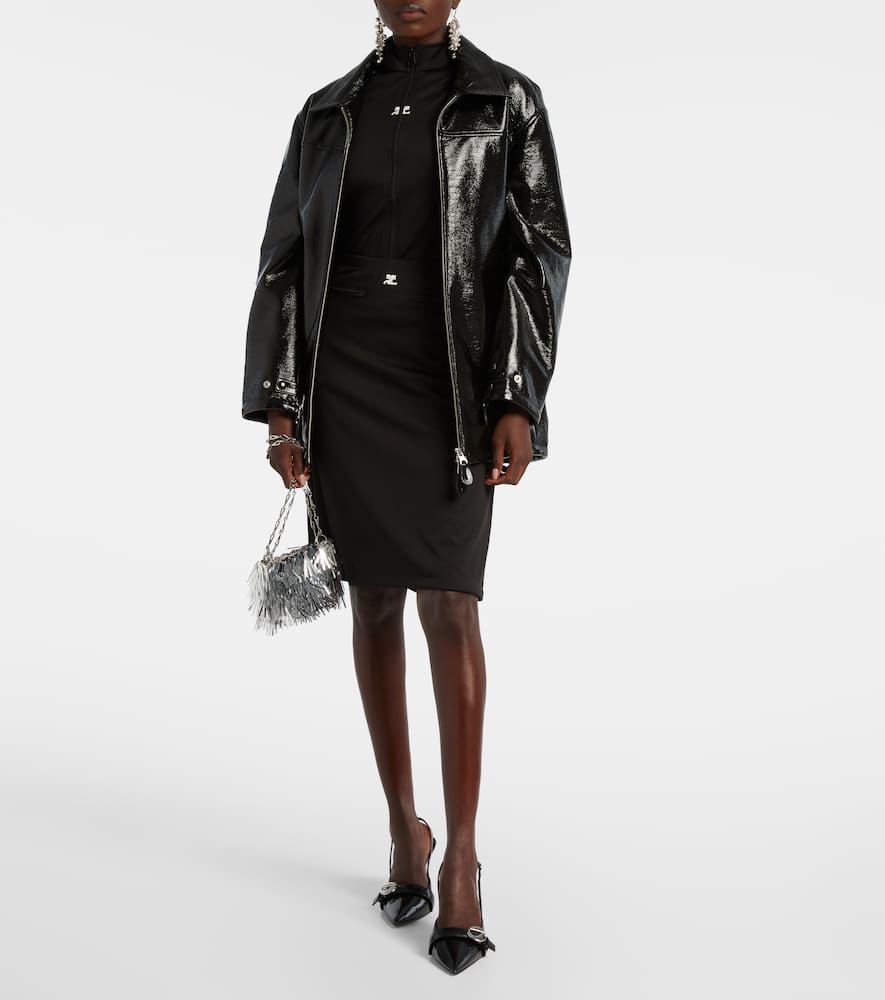 Courrèges Coated Cotton-blend Jacket In Black