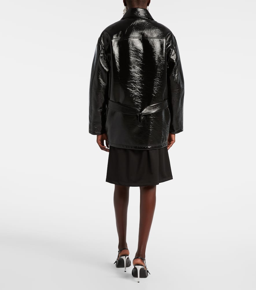 Courrèges Coated Cotton-blend Jacket In Black