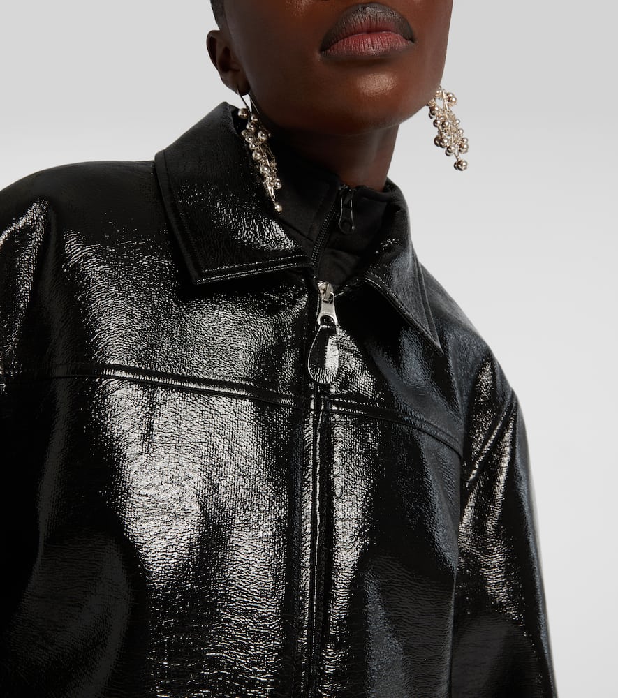 Courrèges Coated Cotton-blend Jacket In Black