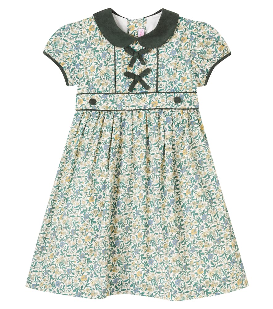 La Coqueta Portia Floral Cotton Dress In Green