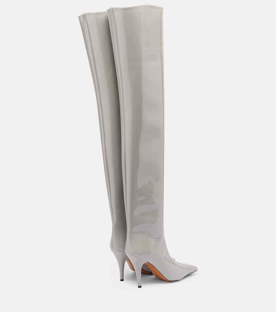 Stella Mccartney Square-toe Patent Thigh-high Stiletto Boots In Gray