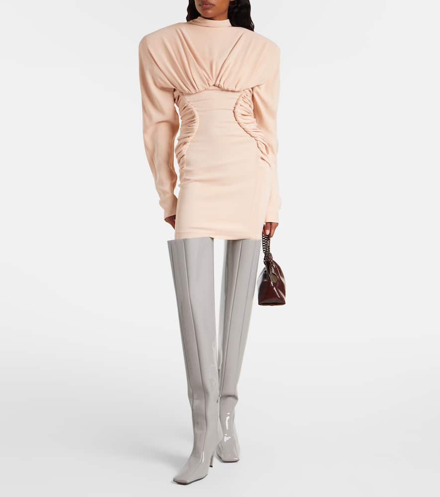 Stella Mccartney Square-toe Patent Thigh-high Stiletto Boots In Gray