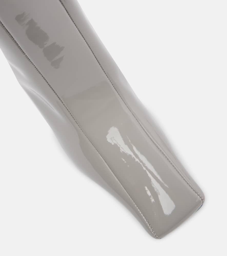 Stella Mccartney Square-toe Patent Thigh-high Stiletto Boots In Gray
