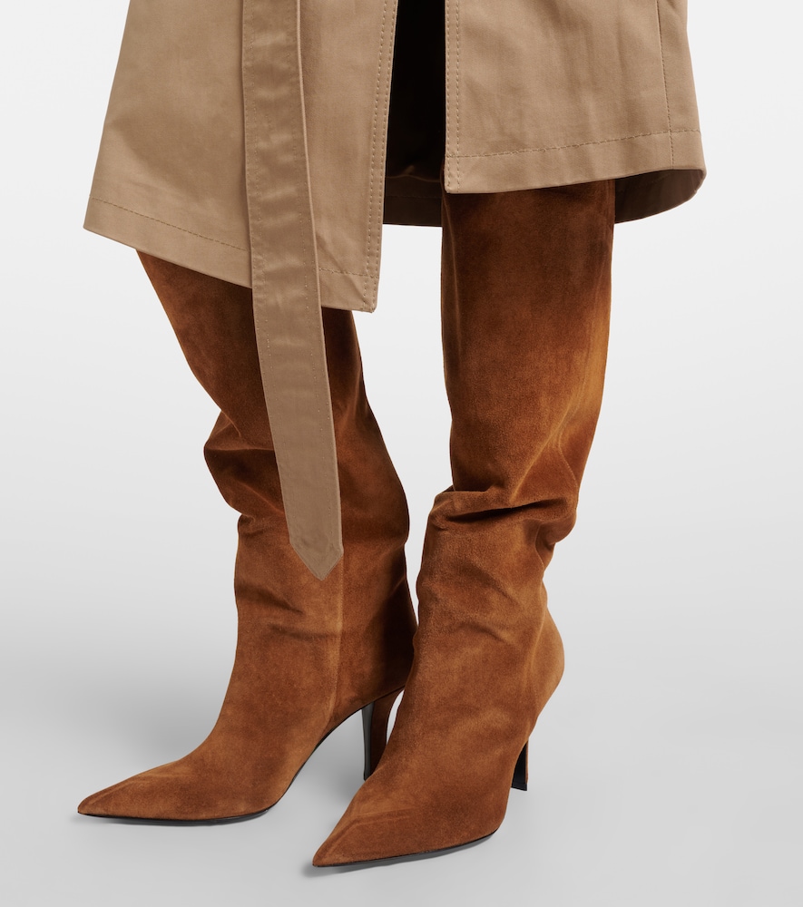 Amina Muaddi Christine 80 suede knee-high boots