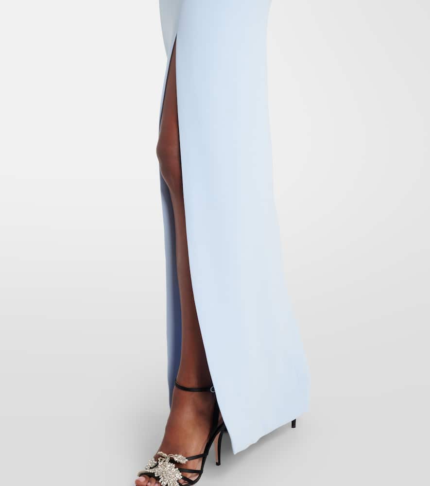 Solace London Alexis Asymmetric Off-shoulder Gown In Blue