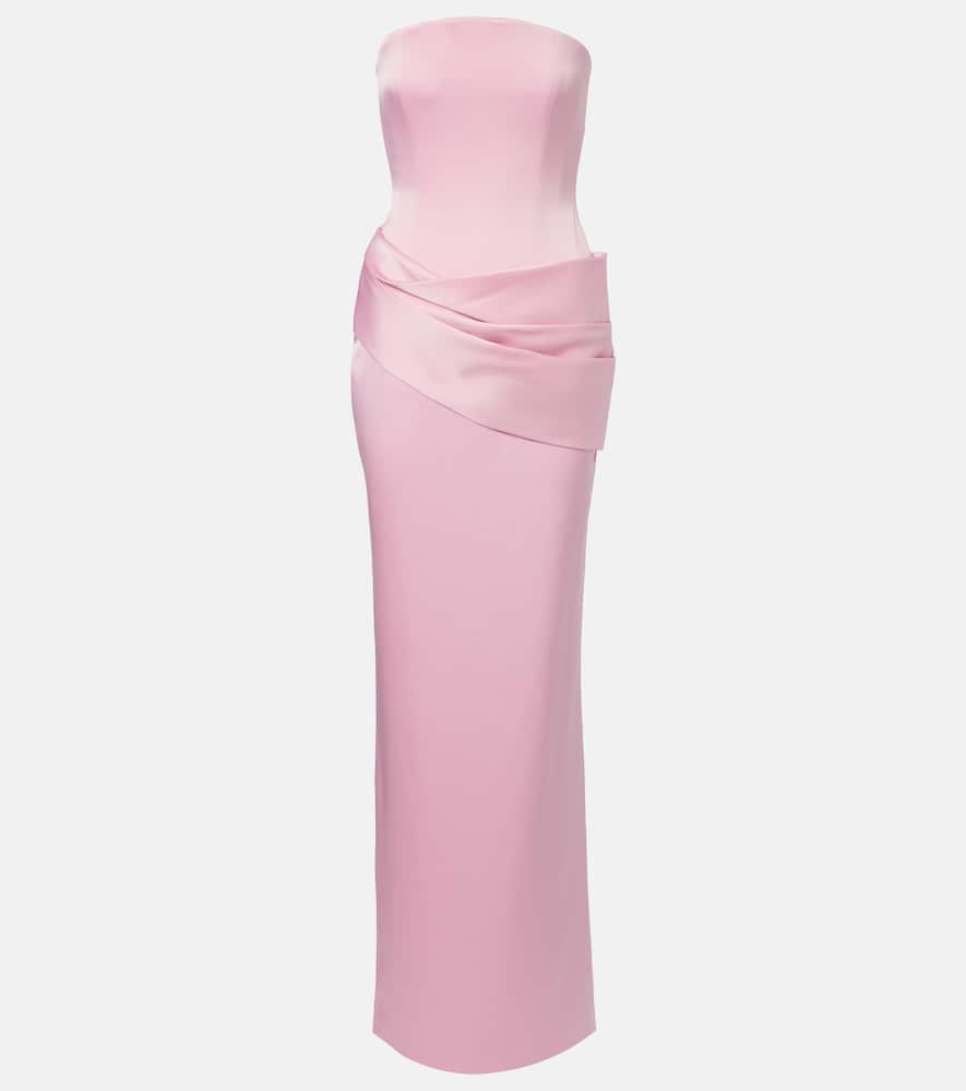 Alex Perry Draped Satin Crêpe Bustier Gown In Pink