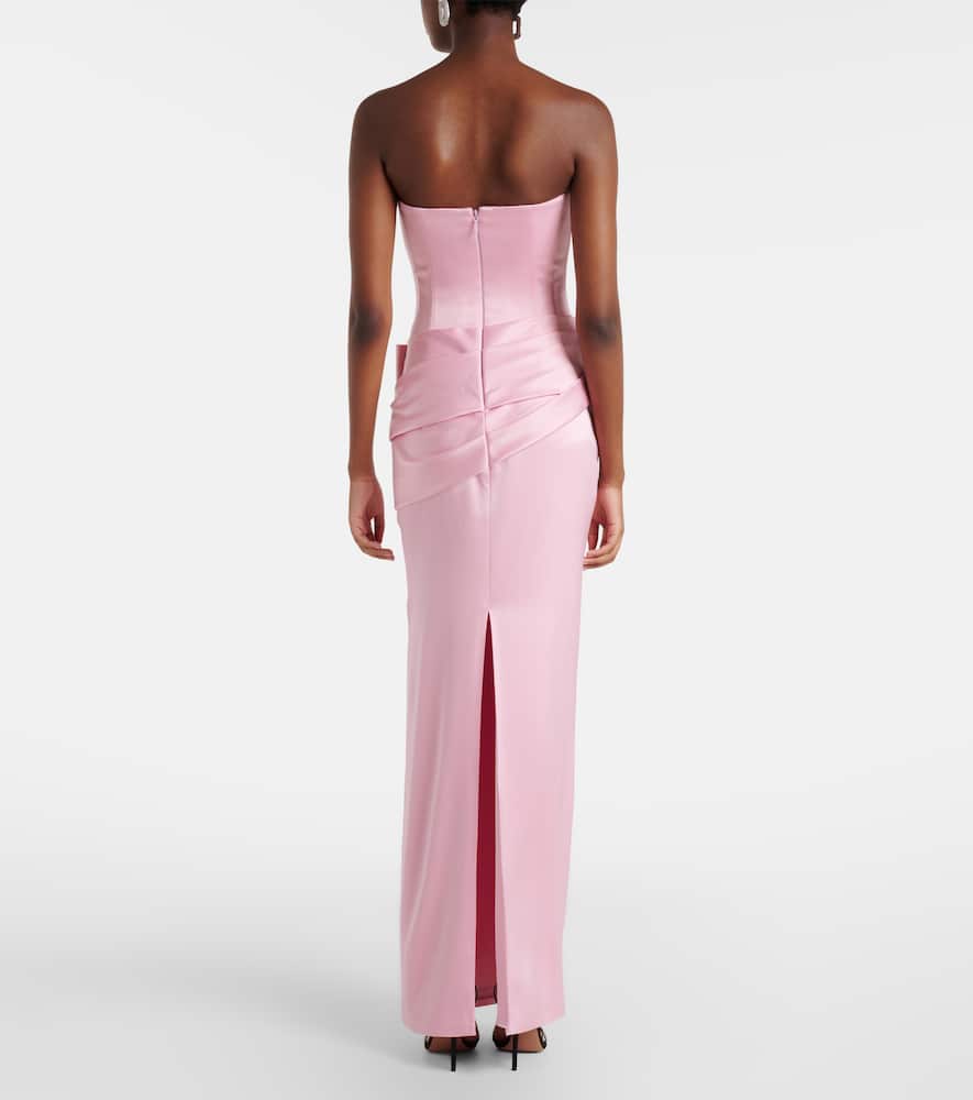 Alex Perry Draped Satin Crêpe Bustier Gown In Pink