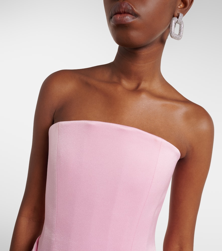 Alex Perry Draped Satin Crêpe Bustier Gown In Pink