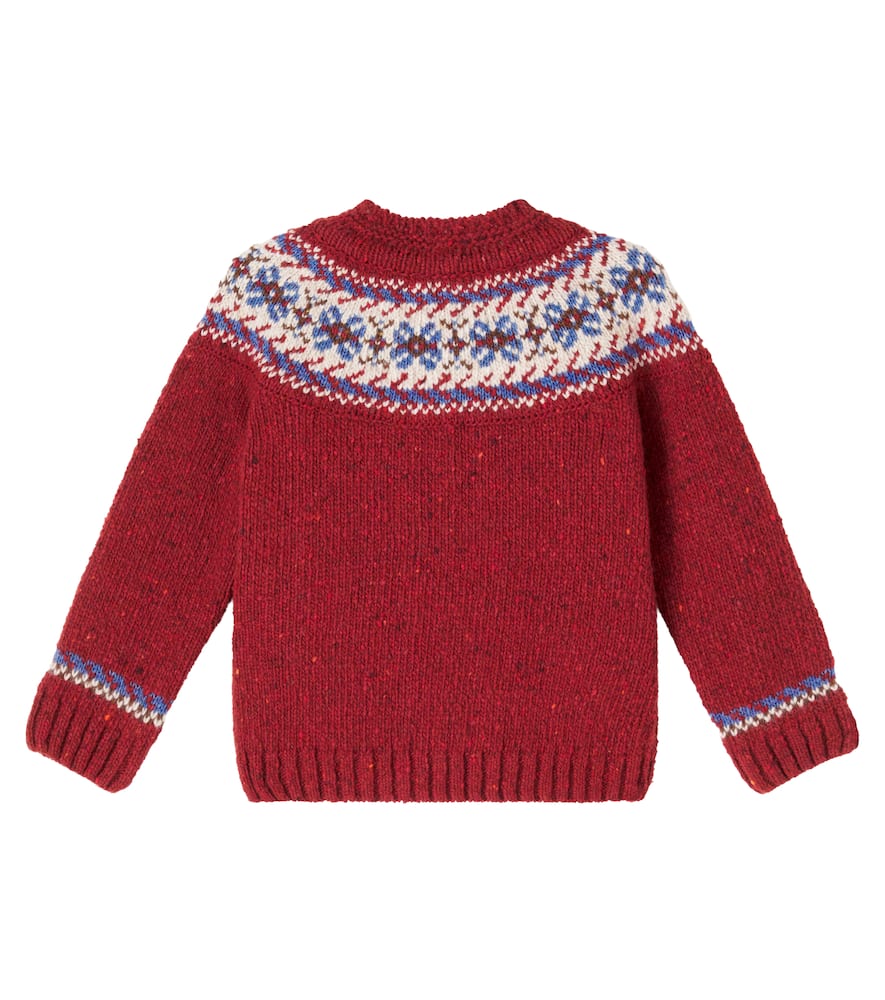 La Coqueta Intarsia Wool-blend Cardigan In Red