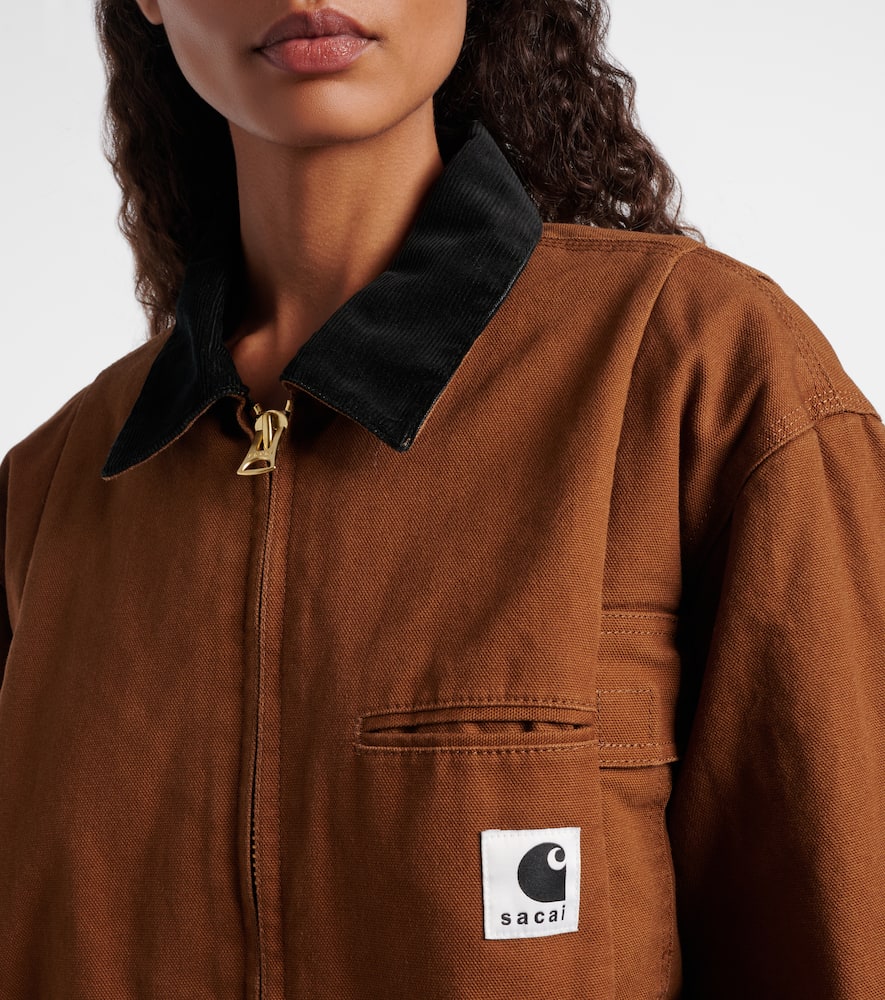 Sacai X Carhatt Cotton Canvas Puffer Jacket In Burgundy