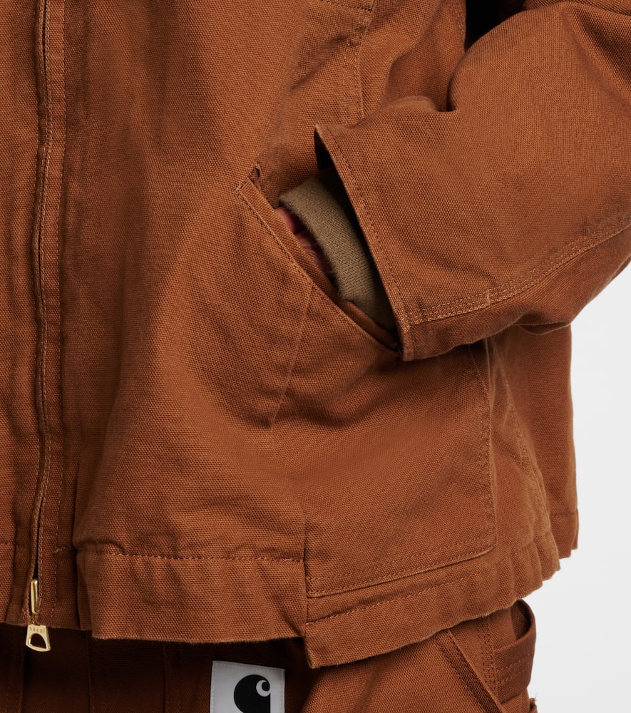 Sacai X Carhatt Cotton Canvas Puffer Jacket In Burgundy