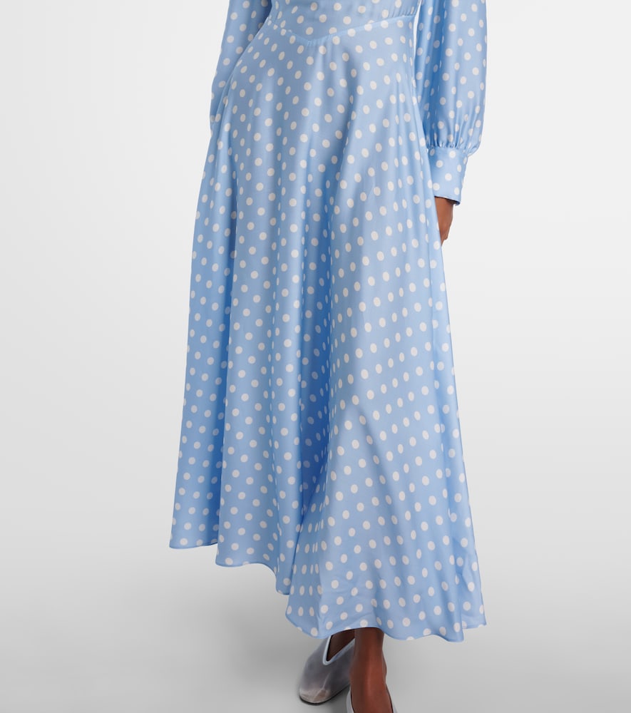 Posse Tillie Polka-dot V-neck Maxi Dress In Blue