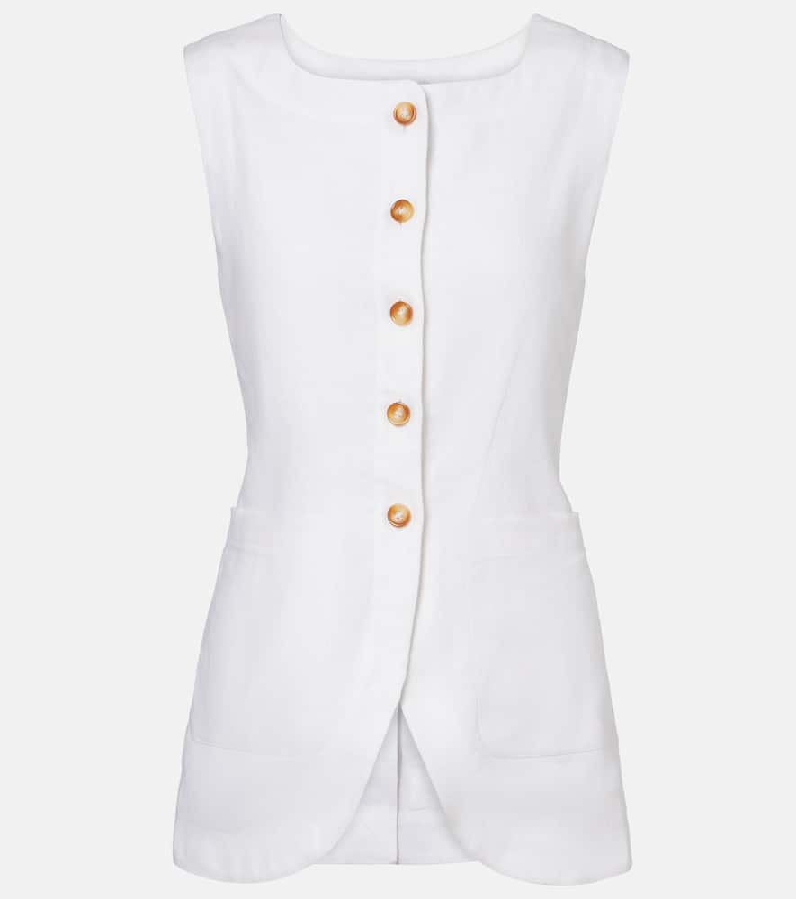 Posse Emma Button Down Vest In Ivory In White