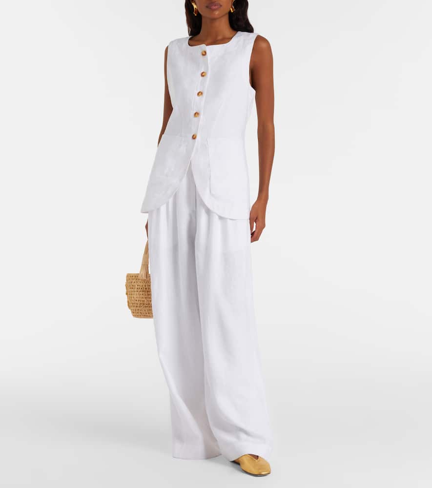 Posse Emma Button Down Vest In Ivory In White