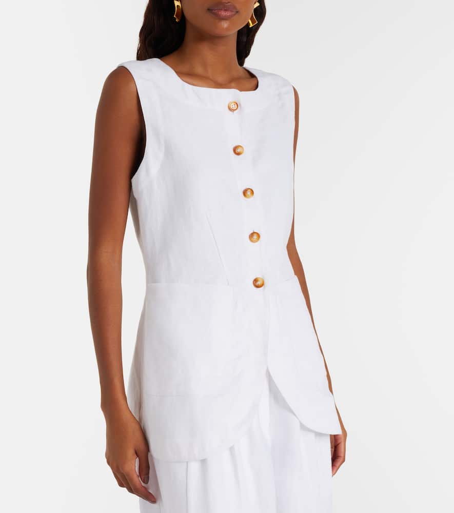 Posse Emma Button Down Vest In Ivory In White