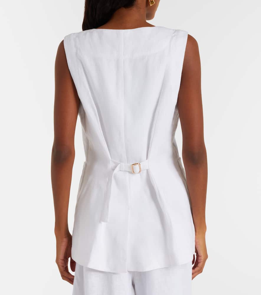 Posse Emma Button Down Vest In Ivory In White