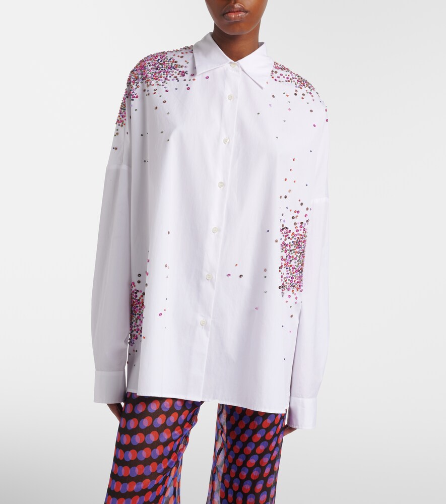  Dries Van Noten Dries Van Noten Oversize-hemd Aus Baumwolle Mit Pailletten 