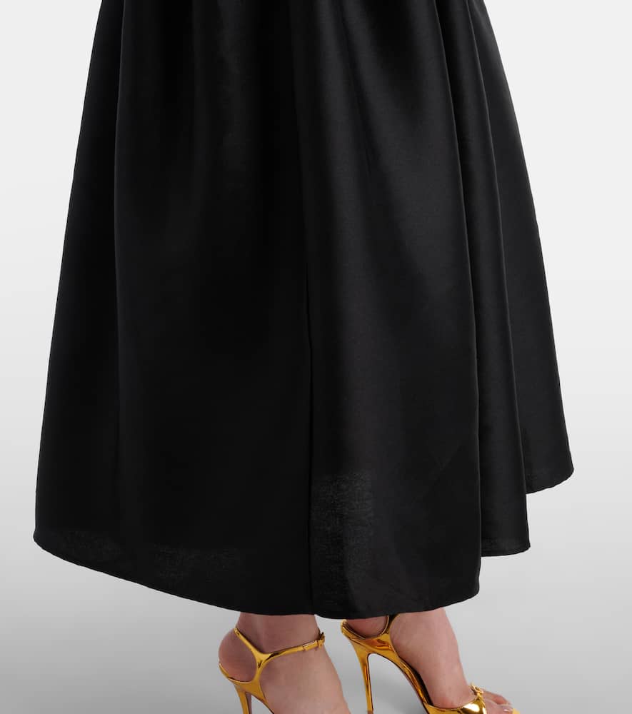 Self-portrait Belted Keyhole Cutout Taffeta Midi Dress In Black