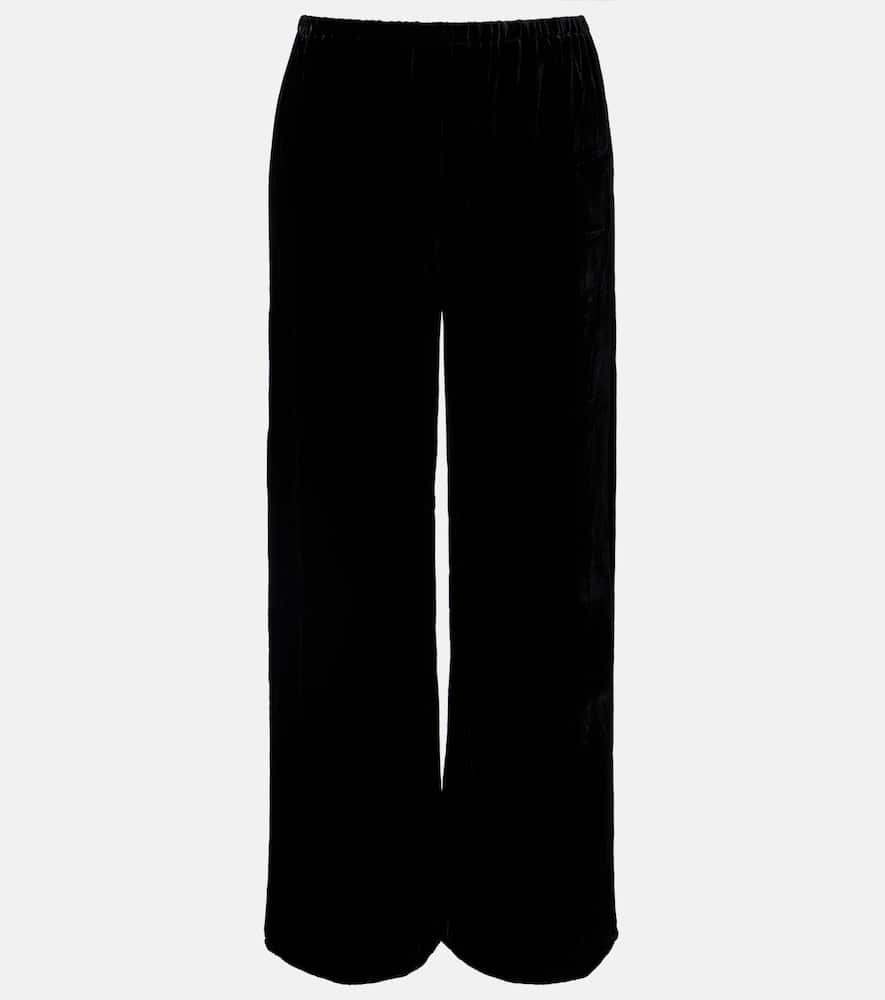 Asceno Austin Velvet Wide-leg Pants In Black