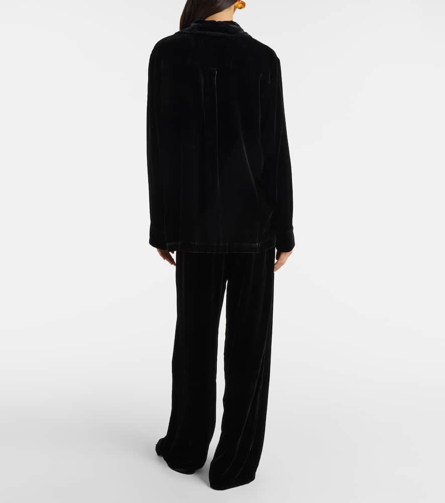 Asceno Austin Velvet Wide-leg Pants In Black